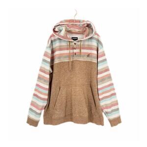 Hooey Men's XXL Jimmy Tan Striped Hoodie Henley Western Casual School Sweatshirt